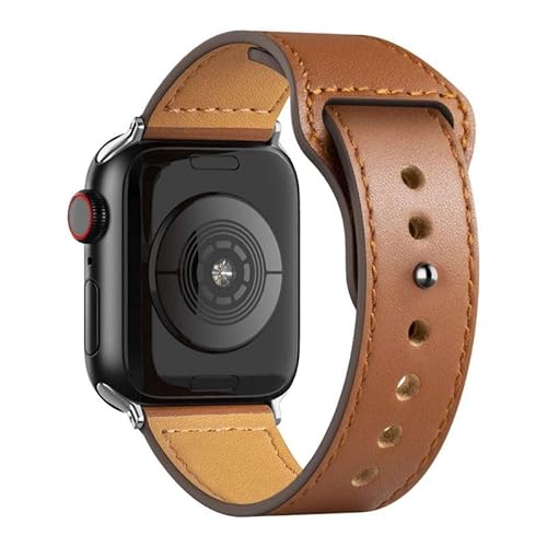 Gshield Pulseira de Couro para Apple Watch (Marrom, 42/44 / 45 / 49mm)