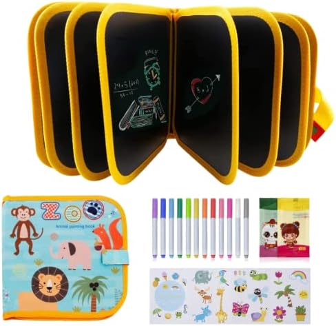 Erasable Doodle Book, Double-Sided Kids' Drawing Writing Boards with 12 Coloring Pens, Portable Early Learning Drawing Pad Travel Toys Birthday Gifts for 3-8 Year Old Boys Girls(Mermaid)