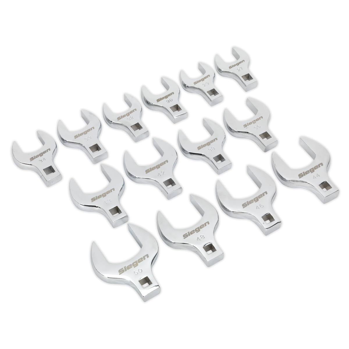 Sealey Crows Foot Open End Spanner Set 14 Pieces 1/2"" Square Drive Metric S01109