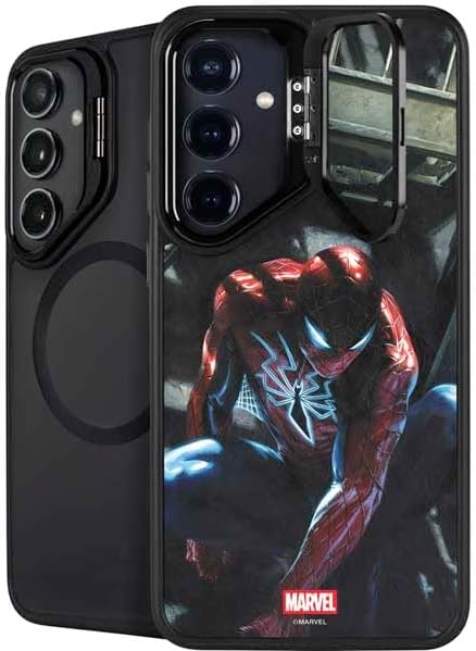Skinit Kickstand Phone Case Compatible with Galaxy S24 FE - Officially Licensed Marvel Spiderman New Suit Spiderman Design