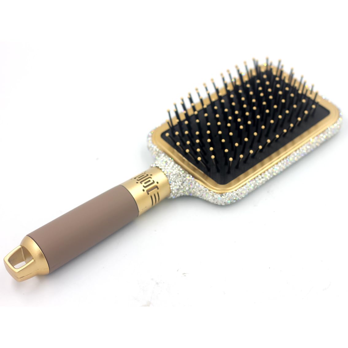 Cepillo para desenredar el cabello y peine, cojín de masaje, antiestático, cabello suave y elegante, diseño de diamantes de imitación de lujo adecuado para mujeres (cuadrado 02 plateado)