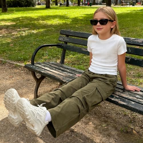 Image of Azmxynol Tween Girls Clothes 2 Piece Outfit T-Shirt Top + Cargo Pants, Teen Girl Trendy Clothing Set, Sizes 7-15 Years