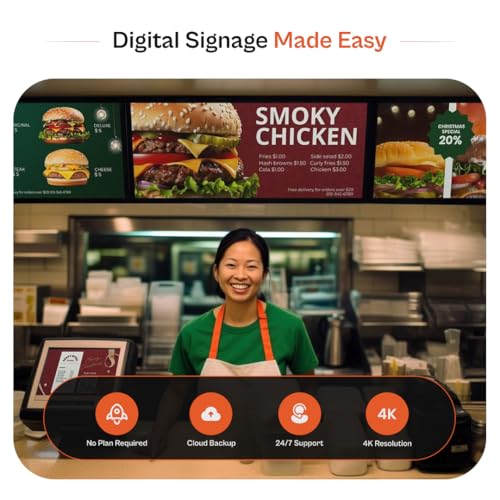 Image of Digital Signage Player - Signage For Business & Electronic Menu Board- Auto-Post Content On Digital Display Board, Cloud Controlled 4K Media Player + Upgrade for AI Designer & Template Library