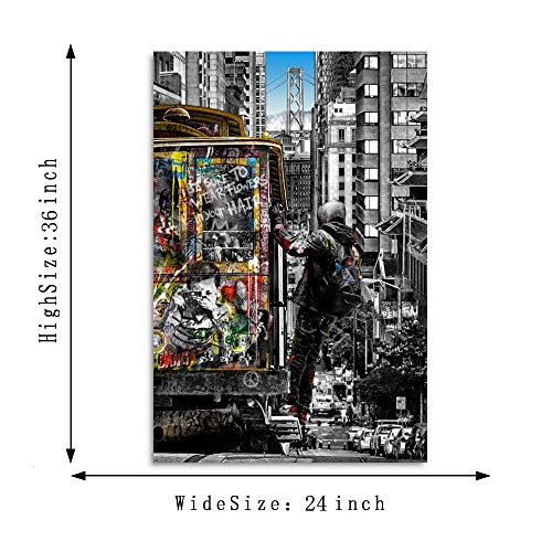 Yatsen Bridge Banksy Wall Art Paintings, Street Landscape Of London City Canvas Paintings, Graffiti Pop Art Posters And Prints For Home Decor Ready To Hang - 24X36 Inch #TOP4