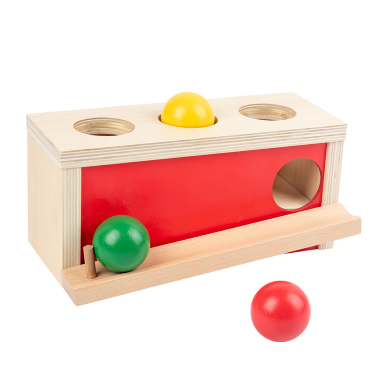 Juguete de Pelota de Prensa para Niños 1 Set de Madera Rojo
