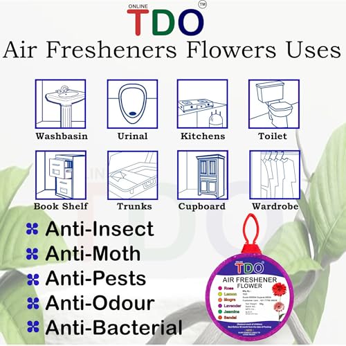 Image of TDO Toilet Bathroom Air Freshener Flowers block Rose, Jasmine,Lemon, Mogra,Sandal, Lavender Fragrances Pantry, Bathroom, Toilet, Wardrobe, wash Basin Pack Of 12 Each 60 Gram