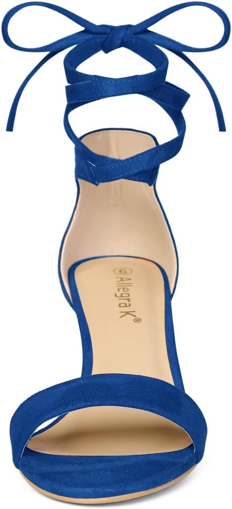 Allegra K Women's Open Toe Kitten Heel Lace Up Dress Royal Blue Sandals 10 M US - Image 2