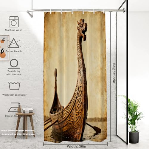 Rideau de douche Viking imperméable en polyester pour douche étroite