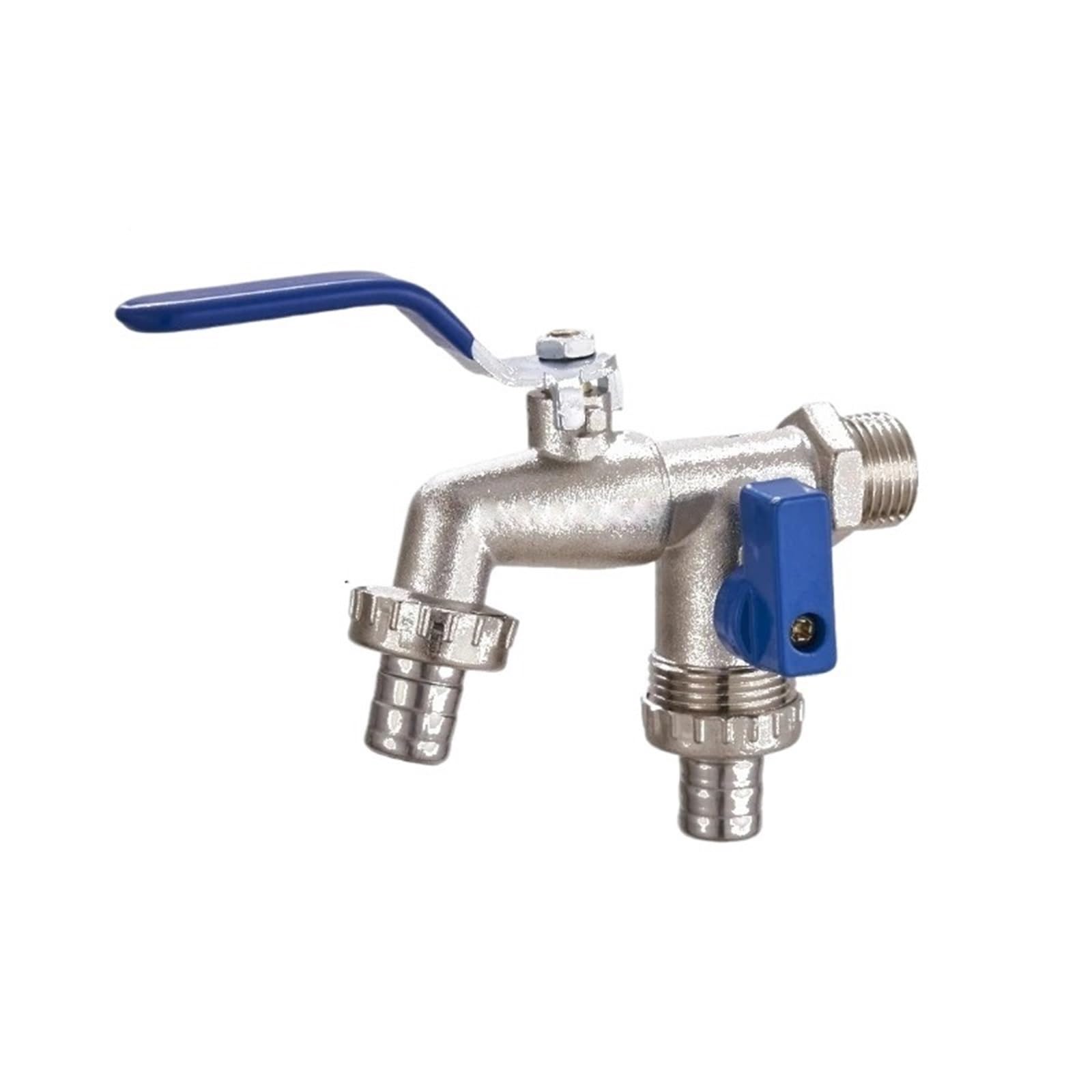 Wtaxbh Color3 Outside Tap Outdoor Garden Water Faucet With Double Outlet 1/2'' 3/4'' Splitter Connector Outside Spigot Tap For Hose(Color3)