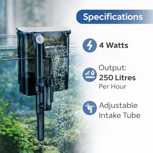 Image of Rizopets BLH-401 Hang on Filter, Aquarium Filter, 4W, 250L /H Max Output, Advanced Air Compressing System