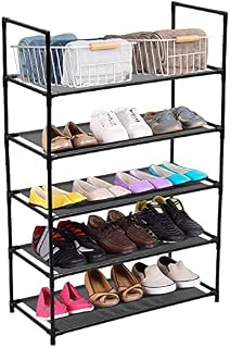 Rainberg 5 Tier Heavy Duty Shoe Rack, Shoe Organiser, Shoe Storage, Easy to Assemble, Holds up to 15-18 Pairs (L 60cm x W 28cm x H 88cm) (5 Tier (Large))