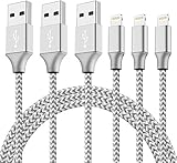 iPhone Charger,SPEATE Lightning Cable 3Pack 3FT 6FT 10FT Nylon Braided Cord to USB Syncing and Charging Cable for iPhone X/8/8 Plus/7/7 Plus/6/6 Plus/6s/6s Plus/5/5s/5c/SE, Silver