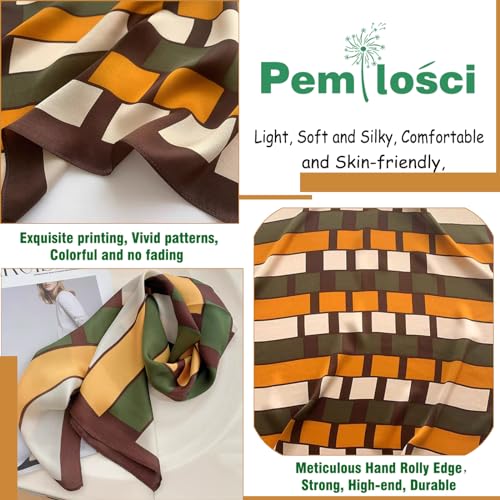 Fashion Hair Scarf for Women Soft Silk Feeling Head Scarves Head Wrap Square Bandanas 27.5× 27.5 inches3