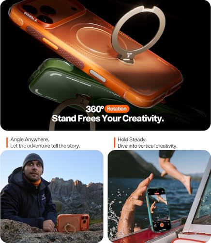 Image of TORRAS Ostand Q3 Air for iPhone 17 Pro Max Case with 360 Magnetic Stand, Fit for MagSafe, Mil-Grade Drop, Camera Control Button, Shockproof Phone Case for iPhone 17 Pro Max 6.9 inch, Evergreen