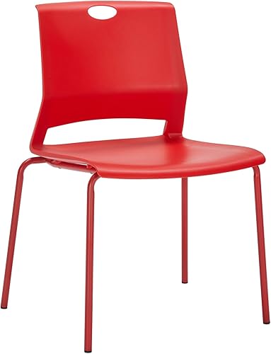 Miniatura 9 de Sillas de oficina apilables, sillas rojas para invitados con cómodo asiento aerodinámico, sillas apilables sin ruedas para sala de conferencias,
