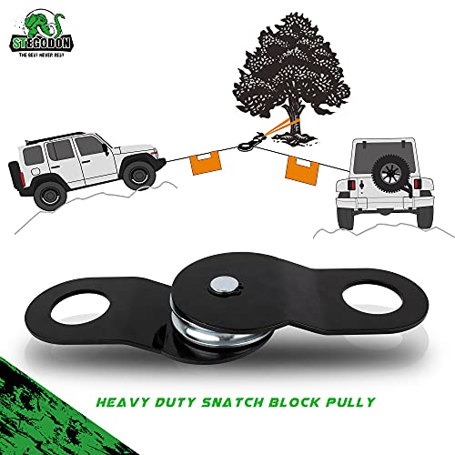 Stegodon Heavy-Duty Recovery Kit|Unique 4X4 Winch Accessory Kit With Recovery Tow Strap+8-Ton Snatch Block+Shackle Hitch Receiver+Hitch Lock+D-Ring Shackles+Folding Shovel+Tire Deflator+Winch Dampener #TOP4