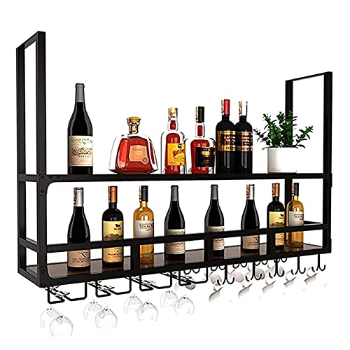 Estante para vino industrial de hierro y madera 80 cm