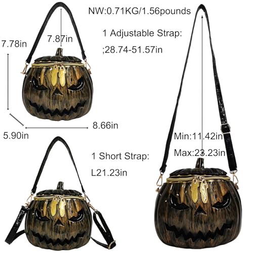 Image of Men and Women PVC Pumpkin Shaped Crossbody Shoulder Bag Handbag Halloween Pumpkin Purse