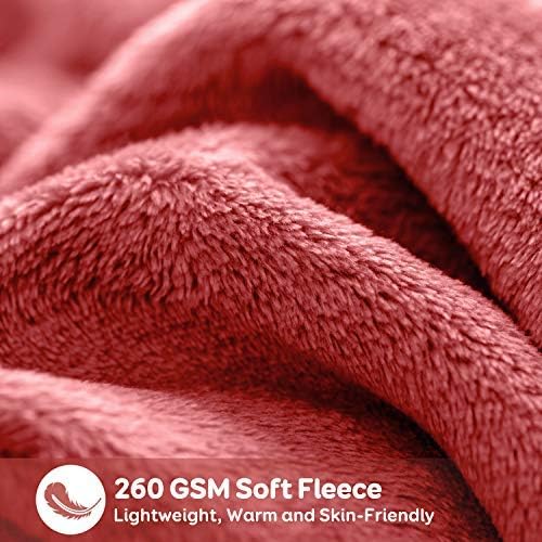 Topblan Fleece Blankets - Throw Size for All Seasons, Super Soft Fluffy Microfiber Flannel Plush Throw Blanket Lightweight, Peach Pink