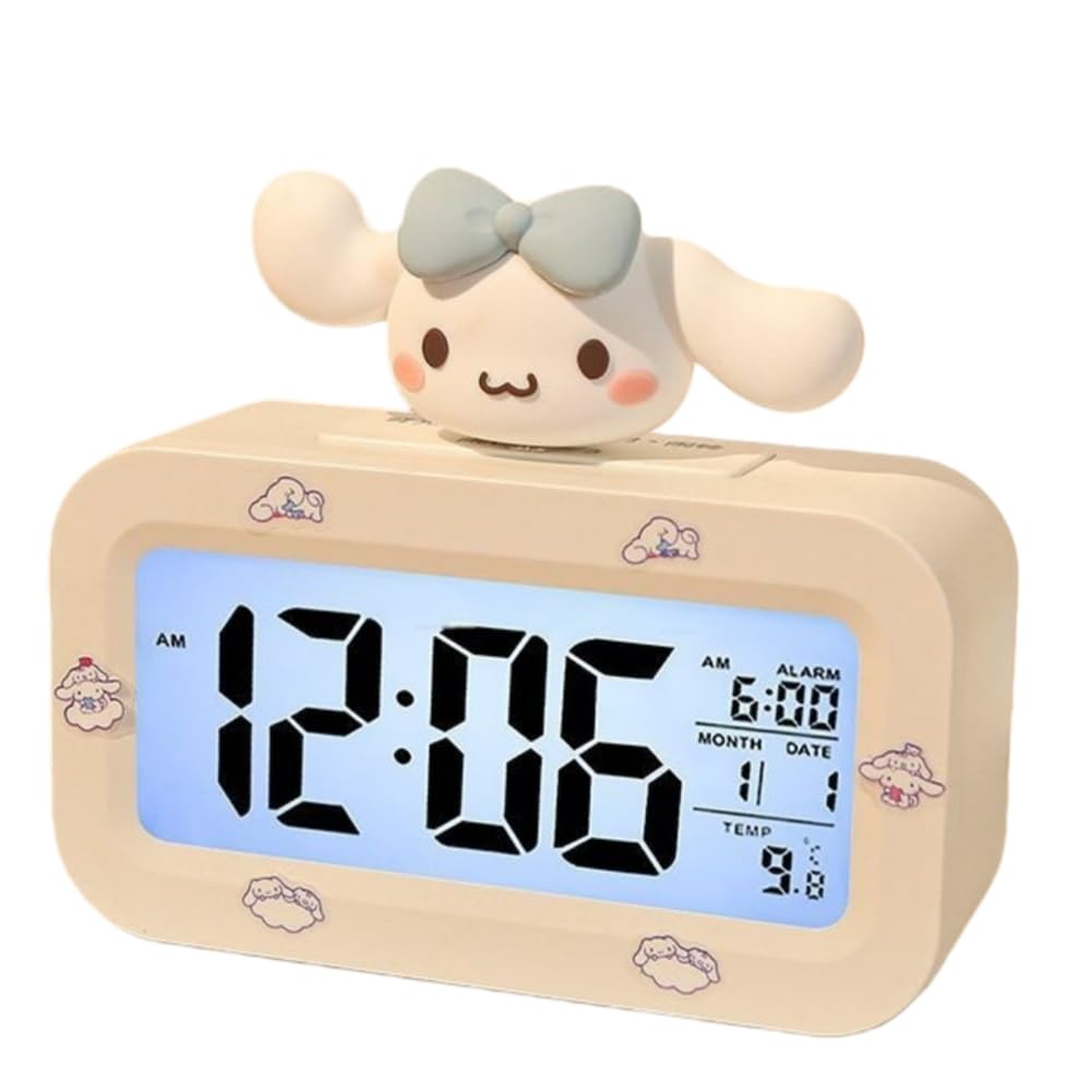OMEIU Store LED Digital Children Alarm Clock With Night Light - Light Alarm Clock for Girls Boys Teenagers School Back To School Gifts Dual Alarms Snooze Modes Temperature Dates display (Cinnia)
