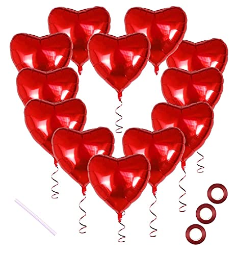Folienballon herz rot,30 STK 18 Zoll Luftballons Rot, Herz Helium...