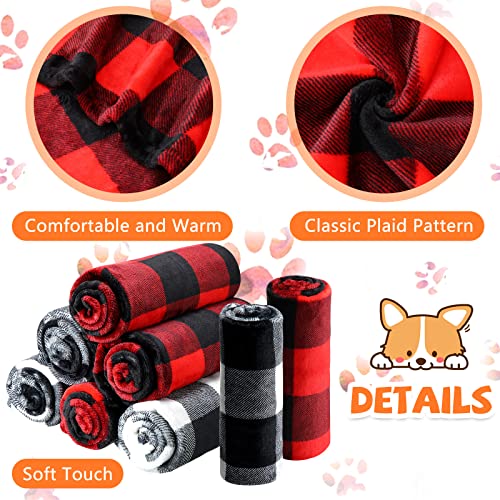 8 Pieces Plaid Puppy Blanket Fleece Small Pet Blanket Fluffy Puppy Blanket Pet Sleep Mat Pad Cushion Soft Warm Blanket For Dog Cat Small Animals, 19.7 X 27.6 Inch #TOP2