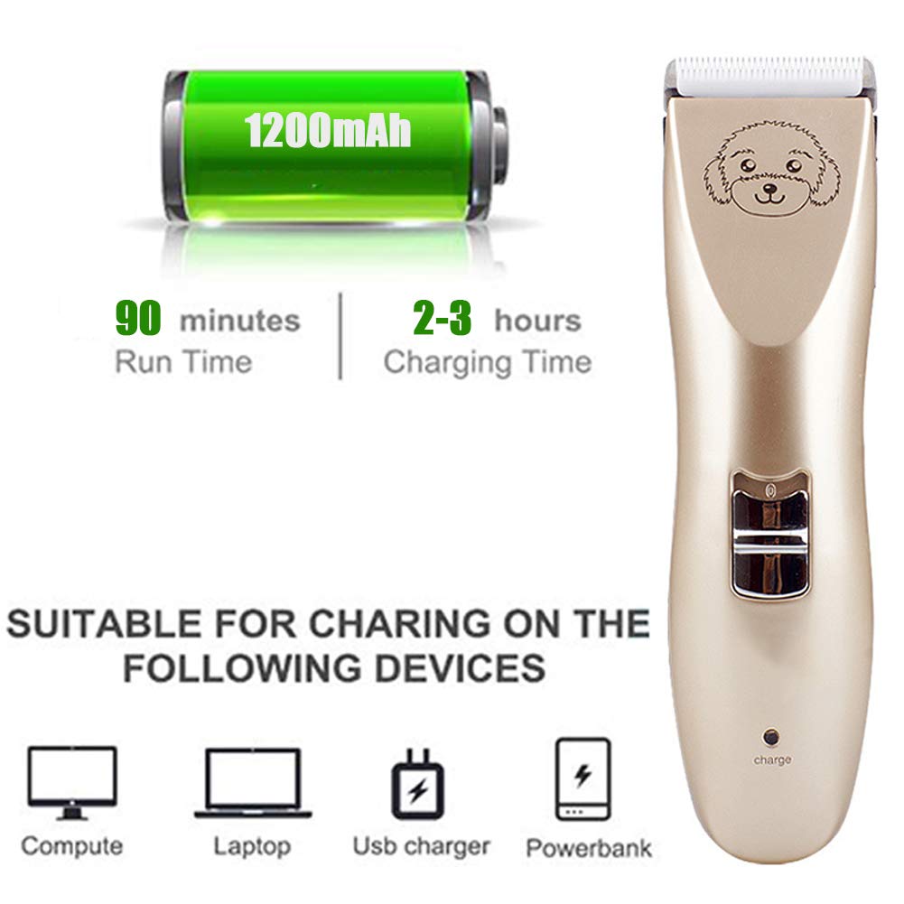 Dog Clippers Dog Grooming Kit, Ricaricabile A Basso Rumore Tranquillo Elettrico Pet Rasoio, Professionista Del Cane Tosatrici Clippers Cordless Con Pettine Guide, Forbici, Pettine, Kit Per Unghie