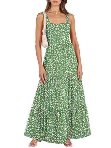 ANRABESS Women's Summer Casual Long Maxi Beach Vacation Dresses Sleeveless Square Neck Flowy Tiered Sun Dress with Pockets
