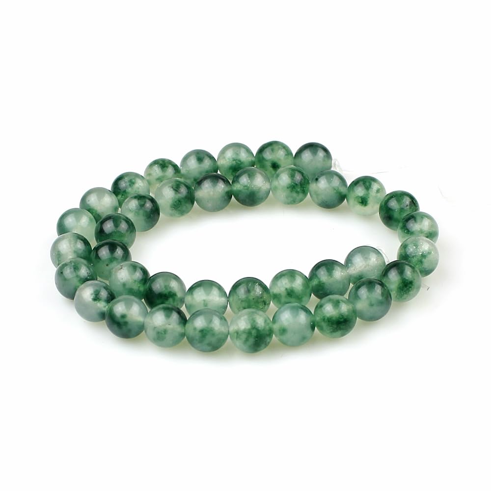 MJDCB Round Stone Beads 8mm Moss Jade Loose Gemstone Beads for Jewelry Making Bracelet Necklace 43pcs - Image 2