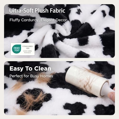Image of Faux Fur Dog Bed Cover, Cow Print Black-White, 44 inch L x 32 inch W x 4.5 inch Th