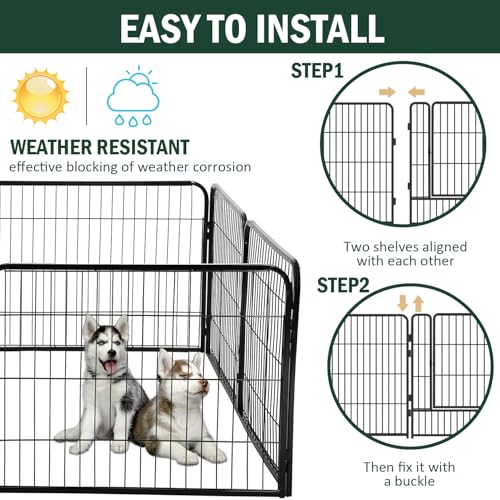 Image of Vivicreate 8 Panels Dog Playpen Indoor Outdoor Metal Pet Fence Portable Foldable Dog Pen Puppy Exercise Pen for Small Medium Dogs Yard RV Camping