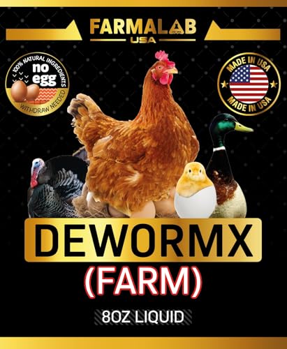 Farmalab Natural Dewormer No Withdraw Hens, Ducks, Roosters, Turkeys, Goose, Parakeets, Cockatiels, Lovebirds, Finches, Quakers, Pigeons, Palomas, Buchones, All Baby Chicks (8oz, Poultry Farm)