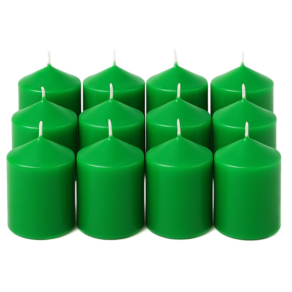 Mge World Green - Melon-Watermelon Mge - 12X Set Of Fragranced Scented Pillar Candles - Aromatherapy Candle - Set Of 12 Natural Aromatic Candle - Household - Interior Decoration - Non Drip - Easy To Relight