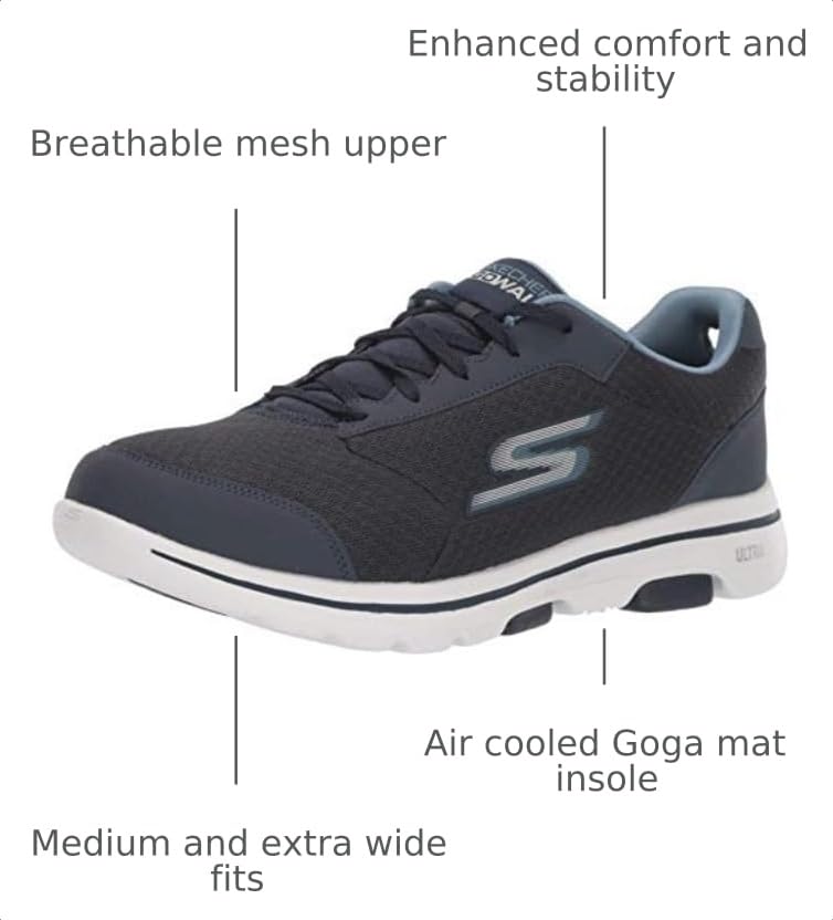 Image of Skechers Mens Gowalk 5 Qualify - Athletic Mesh Lace Up Performance Walking Shoe