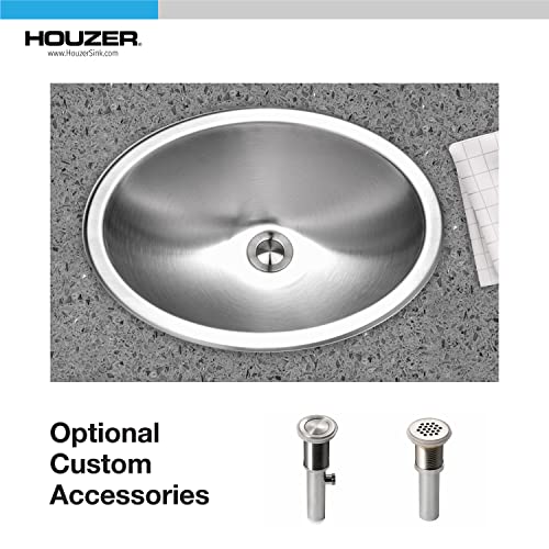 Houzer Opus Series Cht-1800-1 Topmount Oval Bowl Bathroom Sink, Without Overflow, 17-3/4" X 13-9/16", Stainless Steel #TOP1