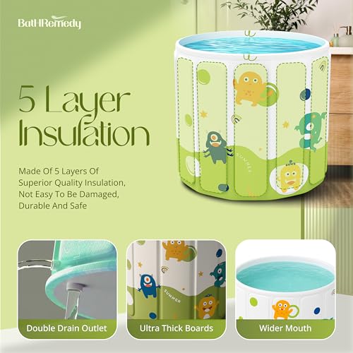 Image of Bath Tub for Adult for Bathroom, Foldable SPA Tub for Home Use with Drainage Hole, Thickened Insulated Ice Bath Tub, Inflatable BathTub for Adults, Ice BathTub for Adults (Green)