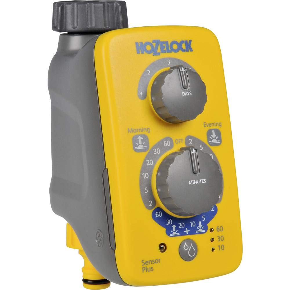 HOZELOCK - Sensor Controller Plus Bewässerungscomputer: Automatische Bewässerung mit Lichtsensor, Einstellbare Bewässerung bei Sonnenaufgang/Sonnenuntergang, Manuelle Bewässerungsfunktion [2214 0000]