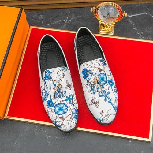 Santimon Men's Luxury Floral Slip-On Loafers with Tassel Fashion Dress Shoes for Weddings, Prom & Formal Events Tuxedo Suit Shoe3