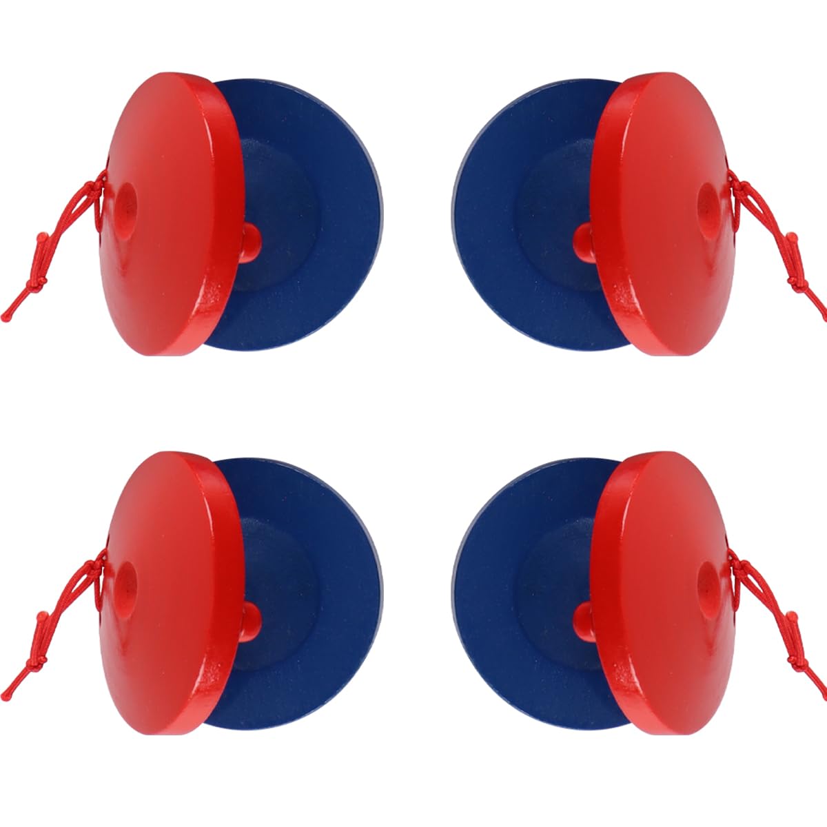 Muiltvoe 4Pcs Wooden Castanets Finger Clackers Clappers Education Clappers Percussion Instruments Mini Clap