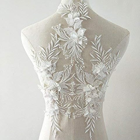 3d Lace Appliqué Flower Patch Great for DIY Decorated Craft Sewing Costume Evening Bridal Top 3 in 1 A5 (Light Ivory) Cover
