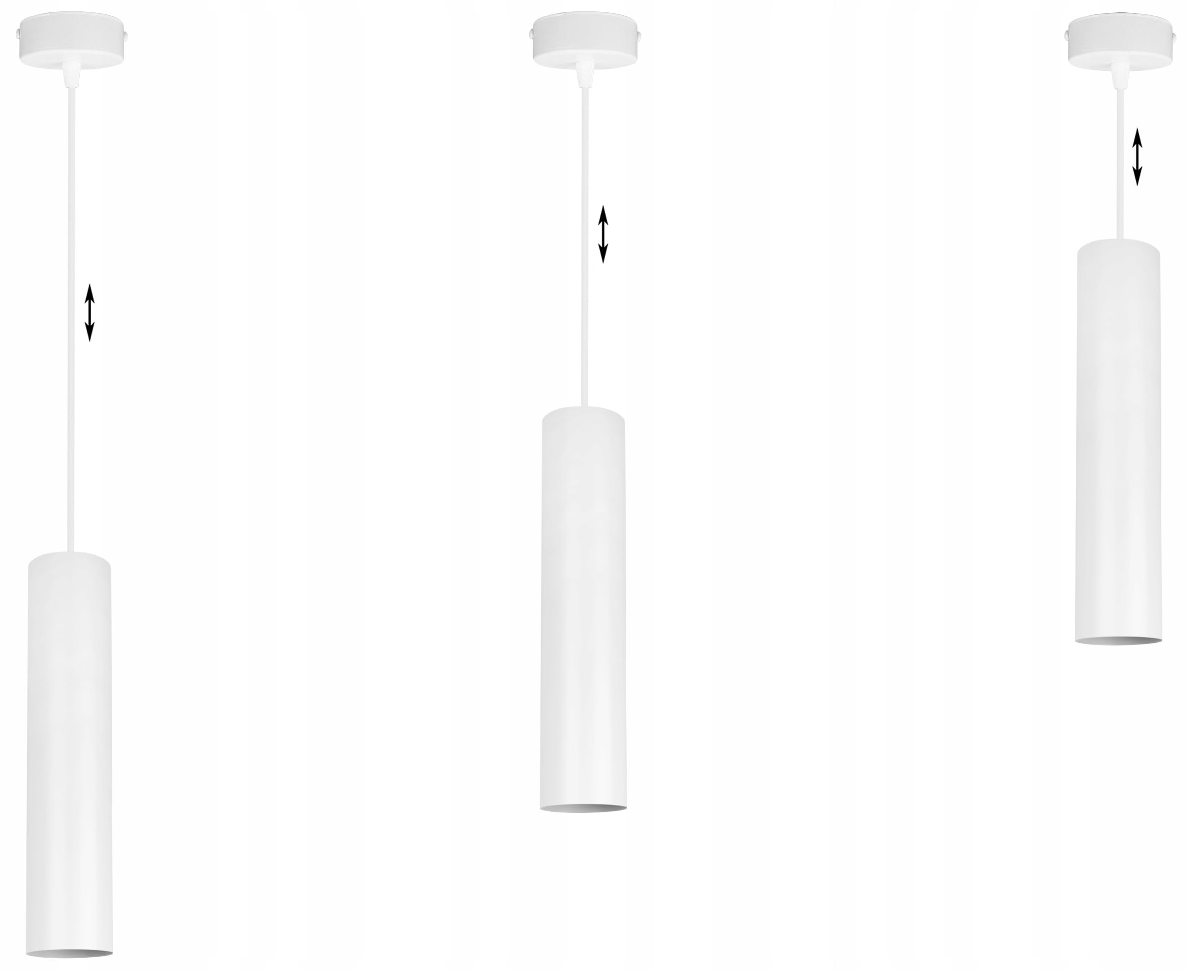 Light-Home Tuba lampa sufitowa wisząca - Nowoczesny żyrandol na sufit do sypialni salonu i kuchni w stylu loft - na 1 żarówkę GU10 - metalowy klosz biały