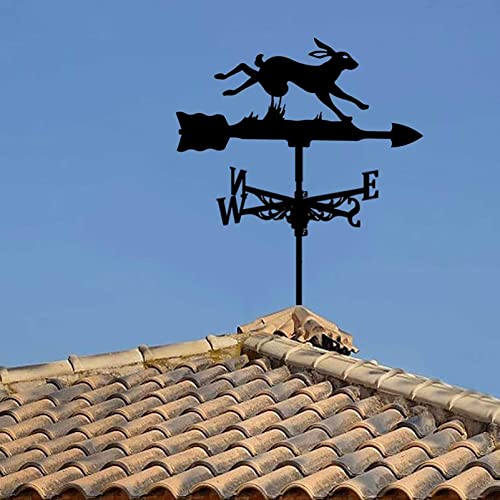 Dmwmd Rabbit Weathervanes, Black Weather Vane, Rabbit Metal Stand, Vertically Mountable Farm Roof Decoration #TOP3