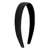 Huachi Black Headband for Women Girls 1 Inch Wide: Vegan Leather Thick Simple Head Band for Women's Hair