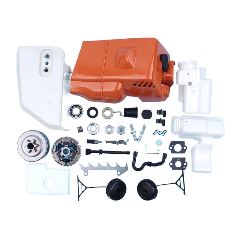 Kit de Tapa de Filtro de Combustible de Tambor de Embrague, Cubierta de piñón de Embrague for Motosierra 017 018 MS170 MS180 con Perno de línea, Engranaje Wrom