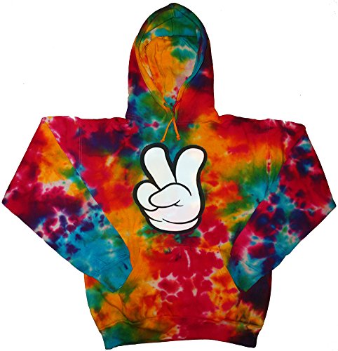 Tie Dye Hoodie Peace fingers XL