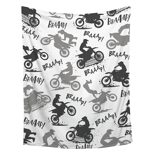 Image of Dirt Bike Blanket Gifts,Ultra Soft Motorbike Throw Blanket| Gifts for Extreme Sports Motorcycle Lover,Motorcycle Blanket Decor for Sofa Bed Couch for All Season,40"x50"-Kids/Throw Size