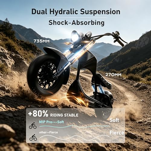 (2025 Upgraded) Eahora M1P Pro 4000W 50MPH Electric Motorcycle for Adults 55 Miles Long Range 60V 42AH Battery, Full Suspension Dual Hydraulic Brake DOT Approved Motorcycle