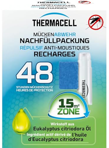 Thermacell Mückenabwehr Nachfüllpackung 48 Stunden Mückenschutz | 12 Wirkstoffplättchen & 4 Gaskartuschen Nachfüllpack für Thermacell Geräte