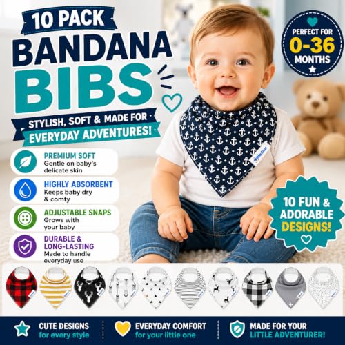Image of KiddyStar Premium Organic Cotton Bibs for Drooling & Teething Babies