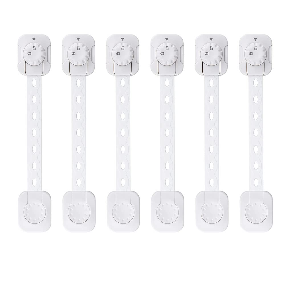 Verrous de sécurité réglables pour enfants WANGCL Lot de 6, gris blanc